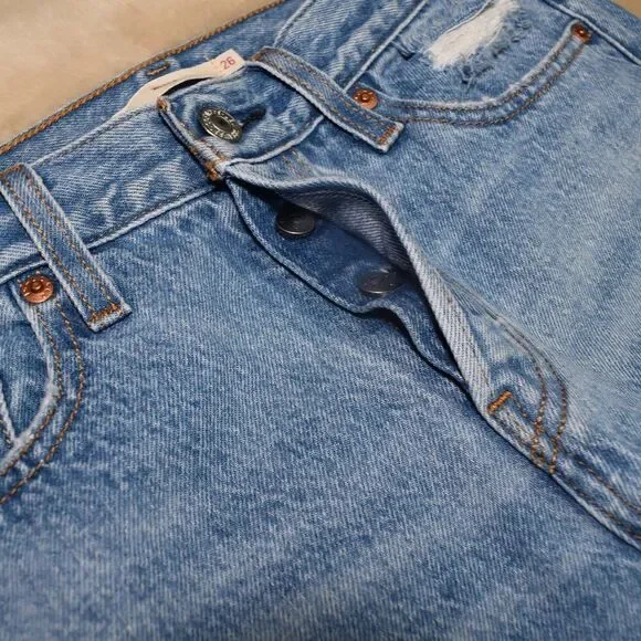 Levis Wedgie Straight Leg Jeans Womens 26 Blue Distressed Mid rise Denim - Picture 5 of 12